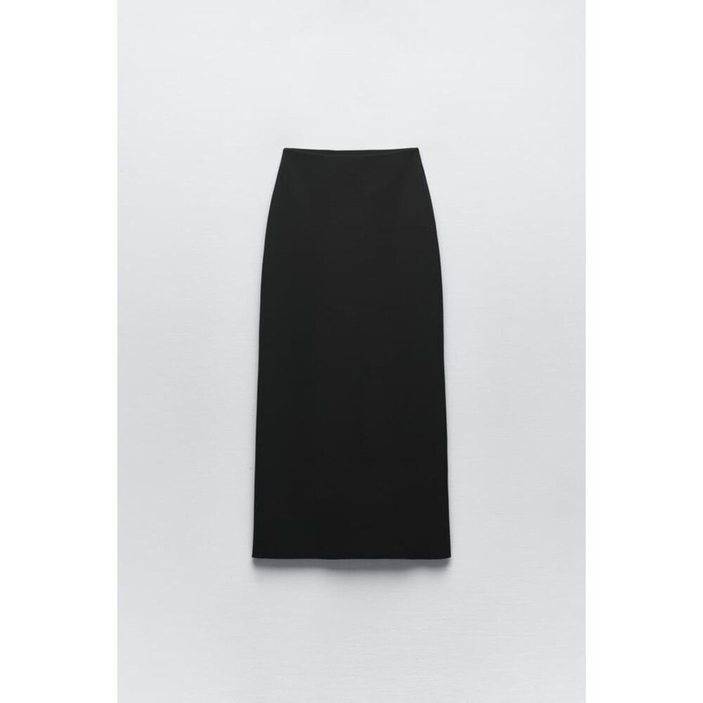 Black Zara High Elastic Waist Stretch Knit Maxi Skirt (NWT) - Picture 5 of 8